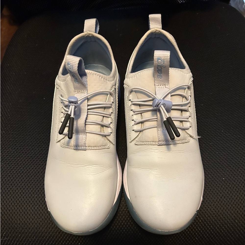 Gray and blue Clove sneakers.